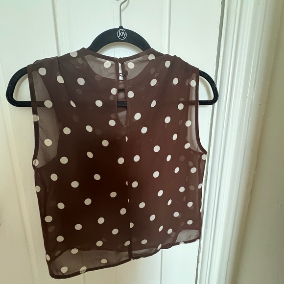 Brown Polka Dot Sleeveless mesh top Abercrombie XS - Picture 4 of 4